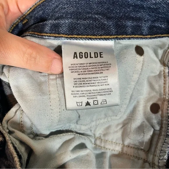 Agolde Blue Clara Low Rise  Baggy Flare Jeans Raw Hen - Picture 6 of 11